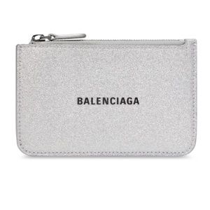 BALENCIAGA CASH LARGE LONG COIN AND CARD HOLDER SPARKLING FABRIC IN SILVER